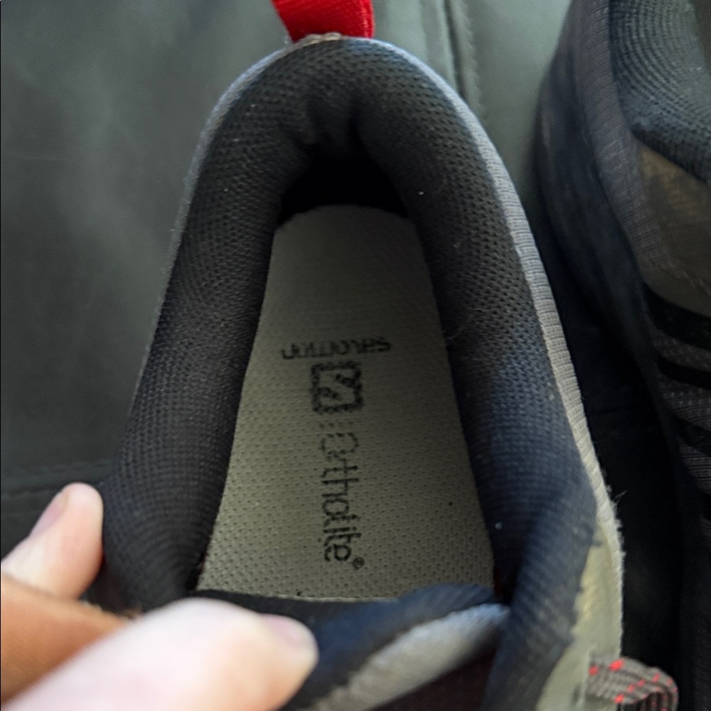 Salomon Men's Gray Trail Runners with Red Pull Tabs - Picture 2 of 5